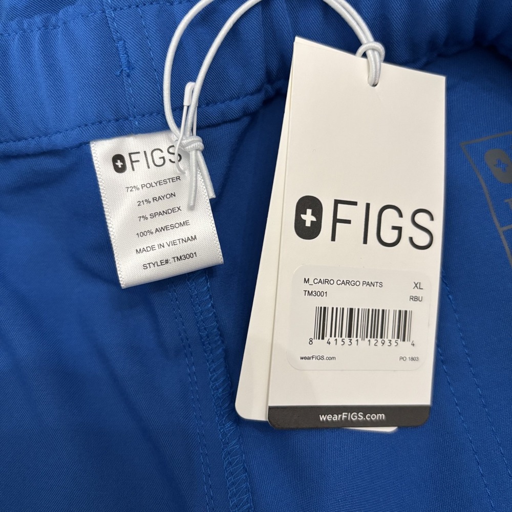 NEW Figs Cairo Cargo Scrub Pants Mens XL Blue Straight Leg Stretch Medical Nurse - Picture 11 of 14